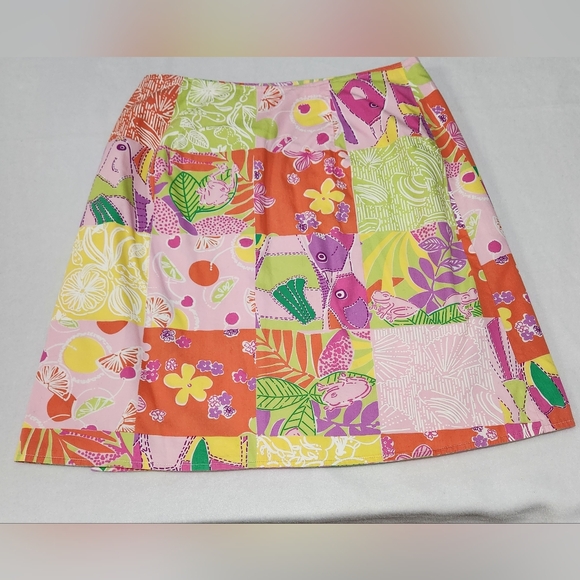 Lilly Pulitzer Tropical Frog Patchwork Reversible Skirt Size 6 - Picture 4 of 7